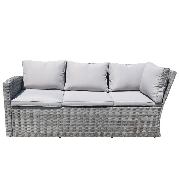 Large Outdoor L Shape Wicker Garden Sectional Sofa Set Rattan Corner Sofa