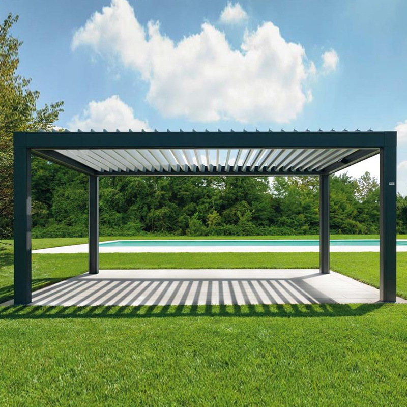 Custom 3x3 3x4 4x6 Waterproof Outdoor Aluminium Electric Pergola Motorized Louver Bioclimatic Pergola