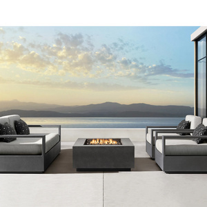 Luxury Villa Patio Sofa Set Marbella Aluminum Sofa Outdoor Patio Furniture Set with Fire Pit