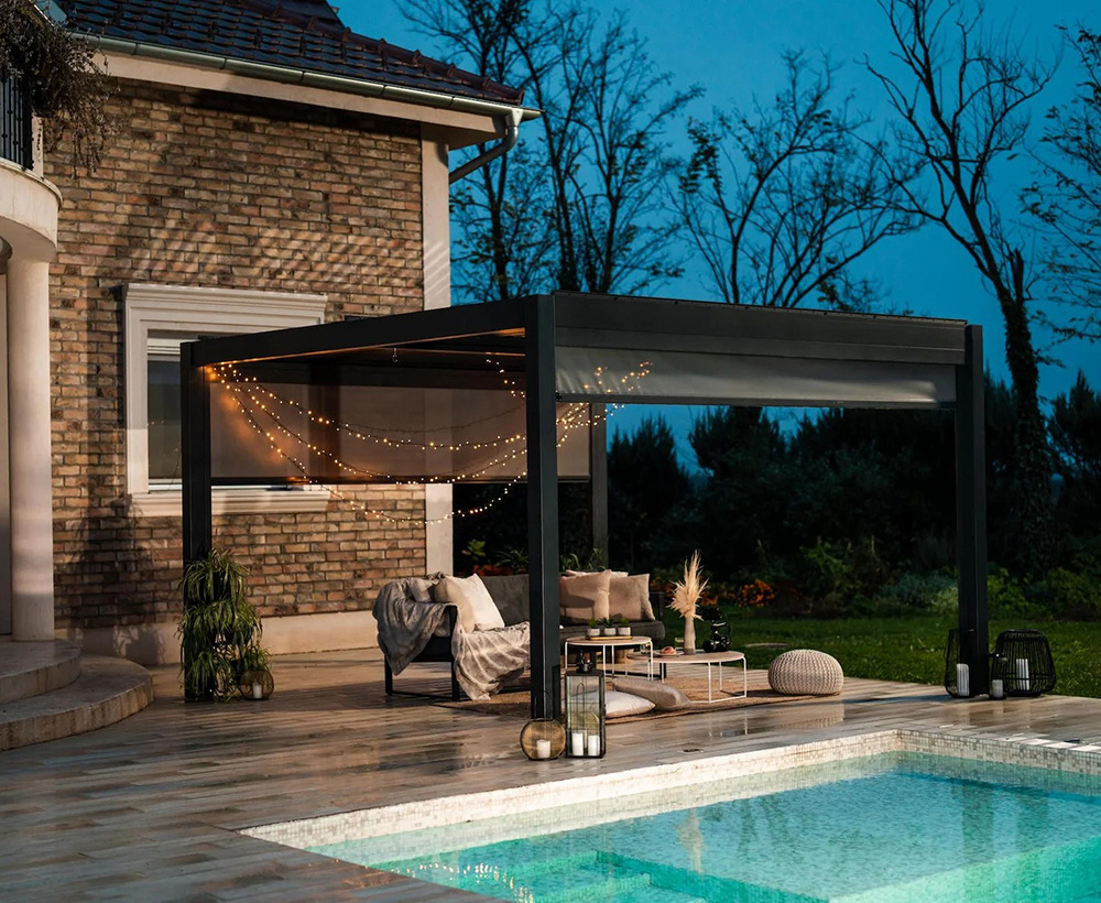 3x3 3x4 4x6 Sun Shade Waterproof Aluminum Louvered Roof Pergola Gazebo Outdoor Bioclimatic Motorized Louver Pergola