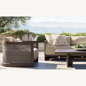 Luxury Outdoor Garden Aluminum Sofa Set Furniture Modern Cane Panel Back Aluminium Patio Furniture