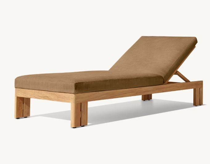 Teak Wood Chaise Sun Lounger Chair Wooden Sunbed for Pool Outdoor Garden