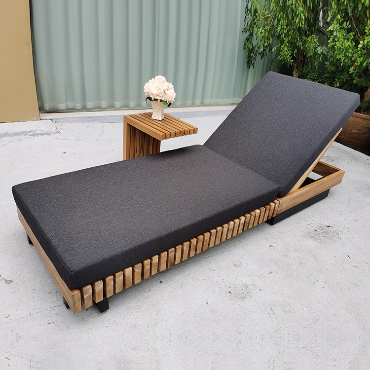 Lounge Outdoor Furniture Teak Wooden Daybed Sunbed Pool Chairs Sun Lounger Swimming