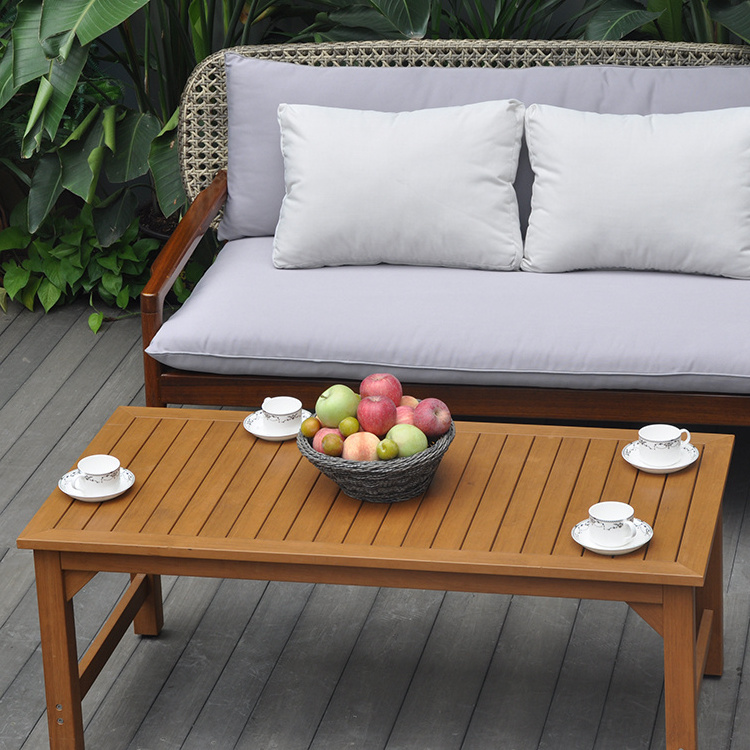 New Design Waterproof Garden Furniture Teak Rattan Seat And Back Chair Outdoor Teak Wood Sofa