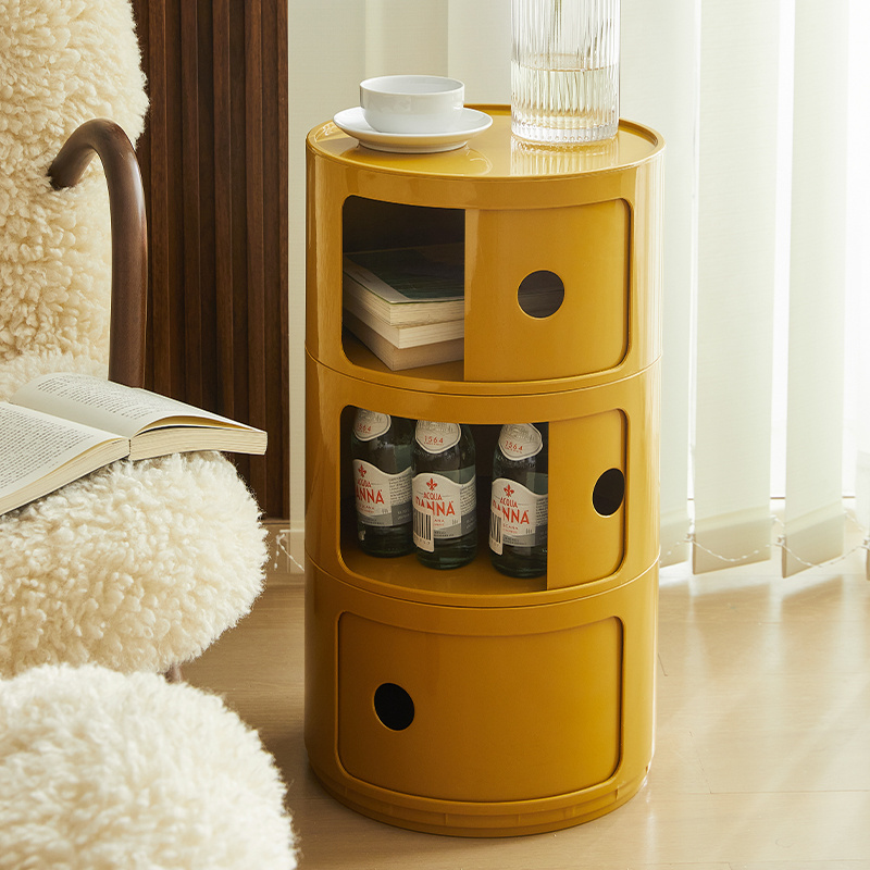 RY520 Nordic Round Bedside Table Plastic Creative Small Cabinet Simple Bedroom Storage Storage Side Cabinet