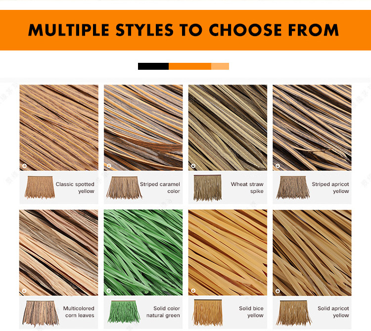 Factory Wholesale Eco-friendly PE PVC Thatch Roof Synthetic Plastic Artificial Thatch Roof Tiles