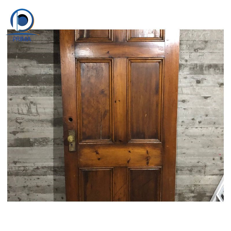 Prima Rustic Style Textured Glass Inserts French Door Design Wooden Frame Swing Entrance Shop Front Glass Wood Entry Doors