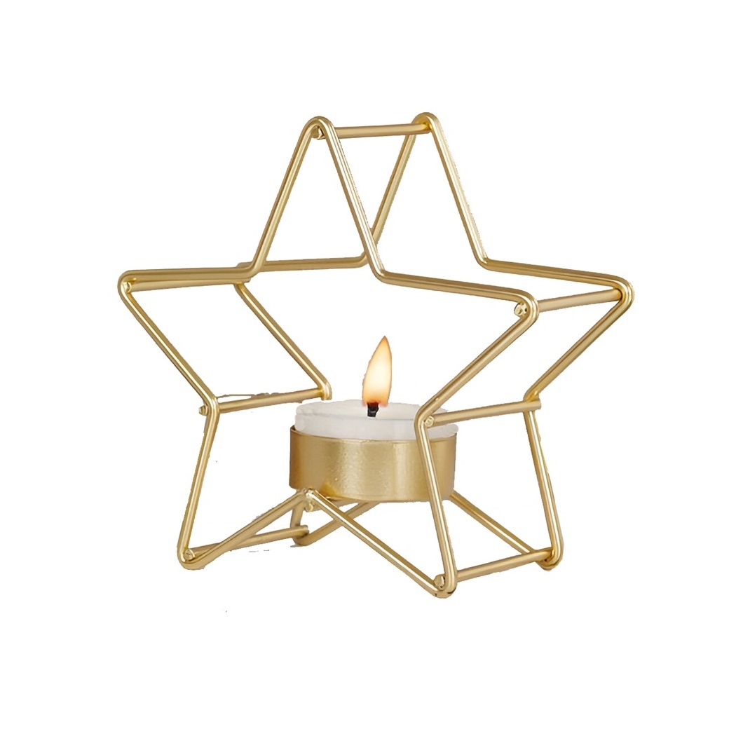 Luxury Star Shape Metal Pipe Tea Light Holder For Home Decoration Candle Holder Hot Selling High Quality Candle Stand Handmade