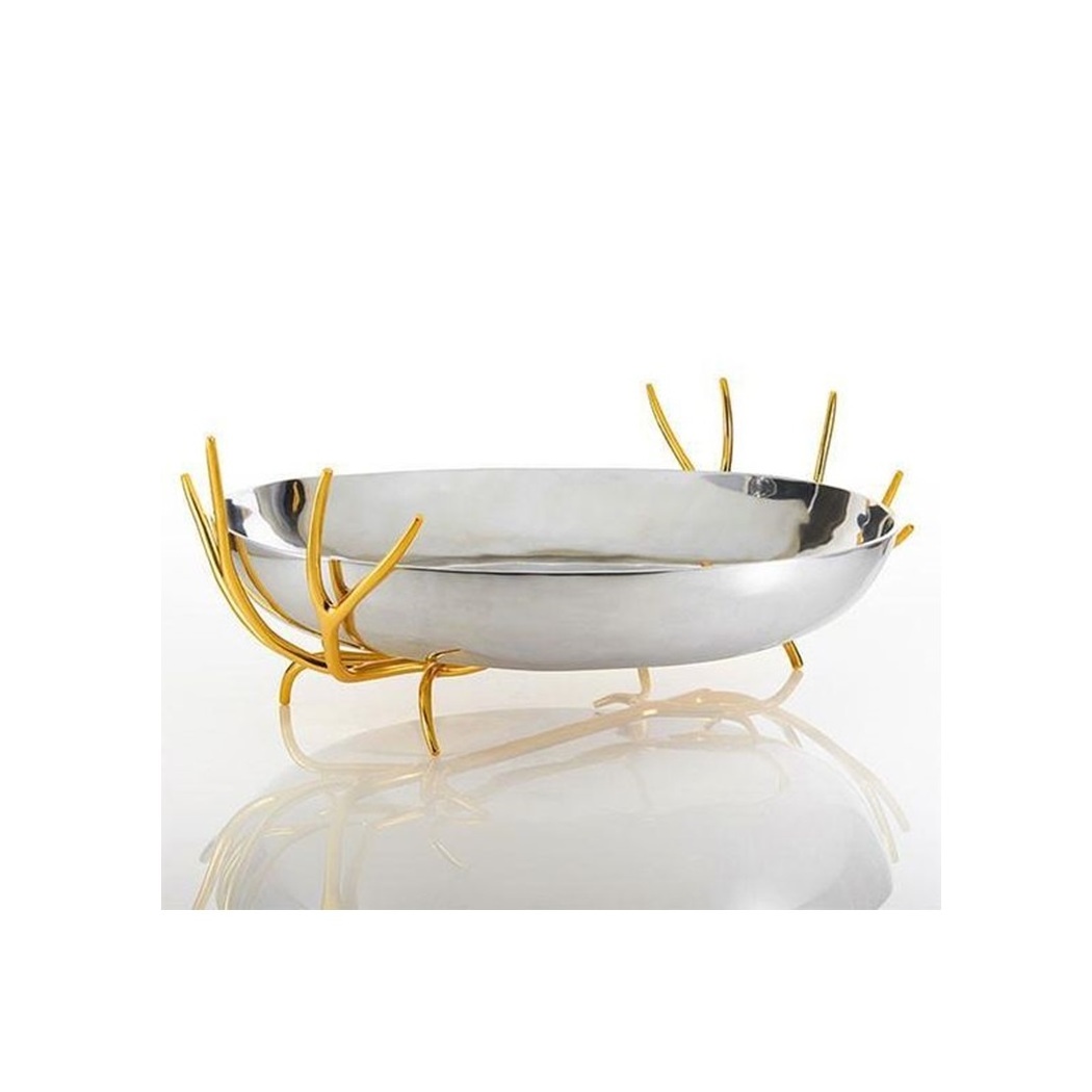 Silver And Golden Serving Bowls Table Decor And Dinning Table Design Metal Fruits Bowl Polished And Plated Metal Server