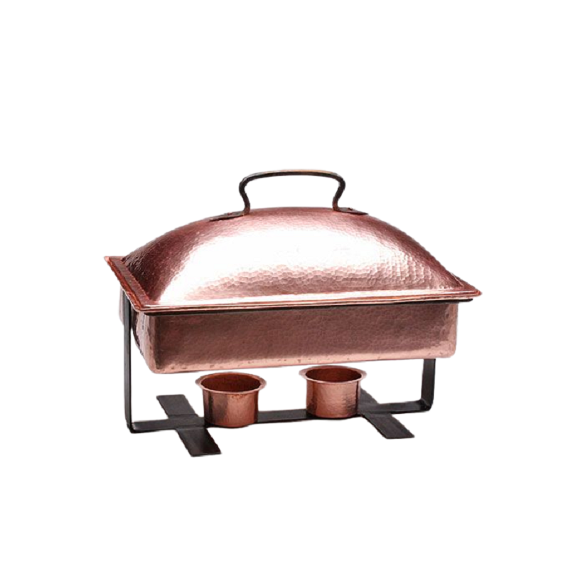 Oval Shape Copper Chafing Dish with Black Stand For Catering Serving Food Warmer Double Wall Hot Pot Pure Copper Chafing Dish