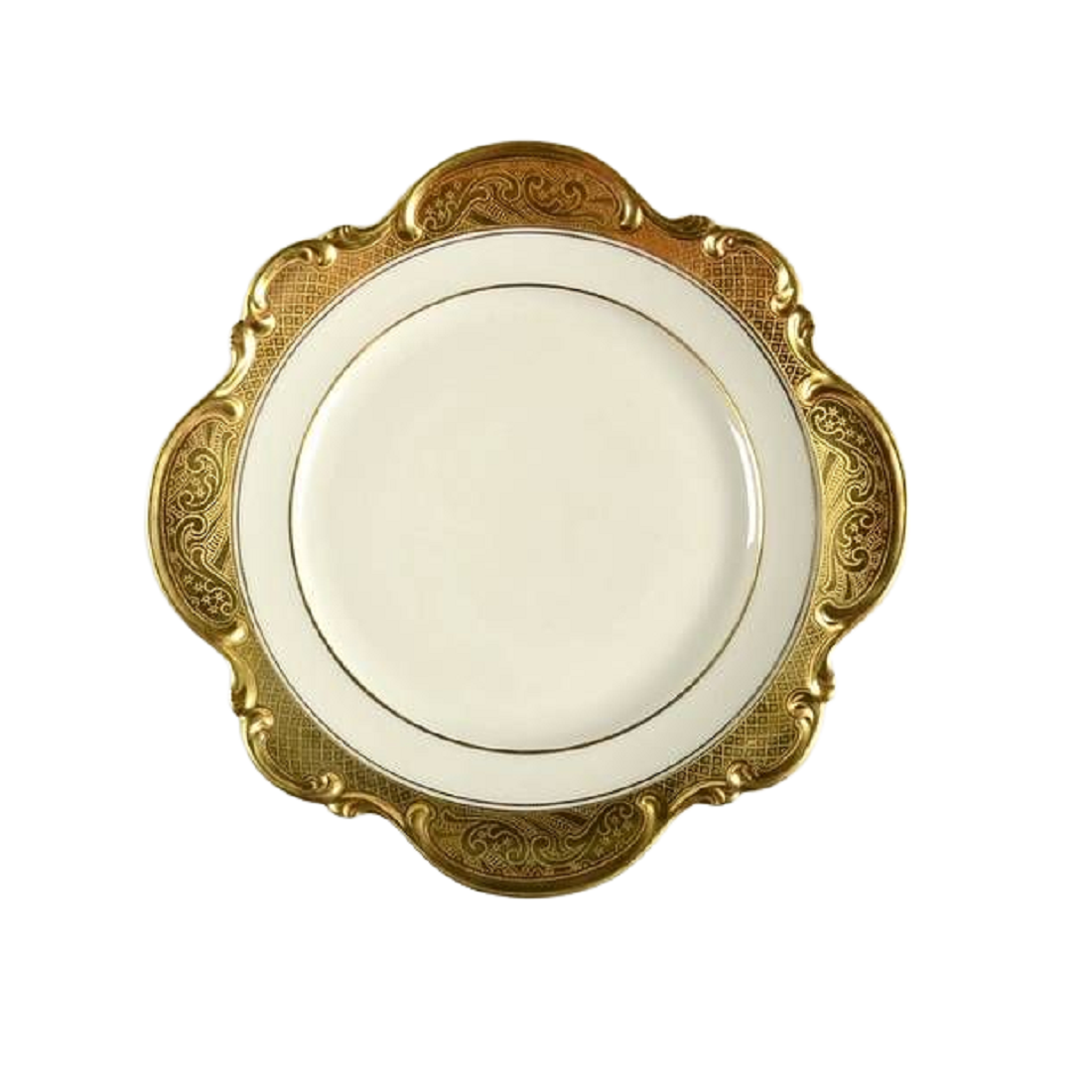 Luxury Charger Plate With Brass Decorative Flowers Inlay Unique Designer Premium Quality Food Serving Plate Dinner Platter