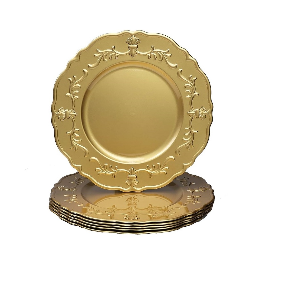 Matt Gold Antique Charger Plate Dishware Dinning Decor Serving Plate Luxury Restaurant Table Centerpiece Dinner Plate