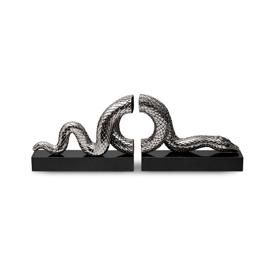 Nickel Antique Snake With Heavy Base Handmade Metal Bookend For Office Desk Books And Diary Holder Snake Shape Bookends