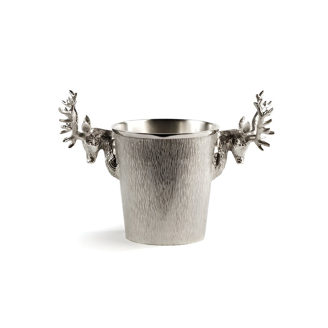 Vintage Antique Silver Coated Aluminum Casted Vine Tub Barware Chiller For Vine Cooler Handmade Ice Bucket with Golden Handles