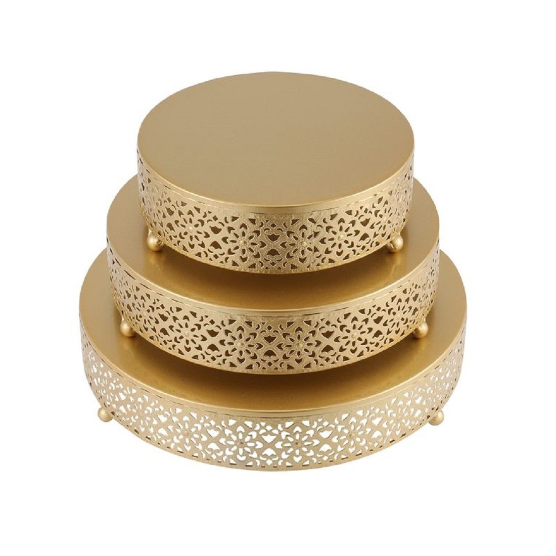 Wholesale Modern Metal Cake Stand Set Of 3 Cake Spacer Round Shape For Table Decoration Luxury Weddings Cake Stands