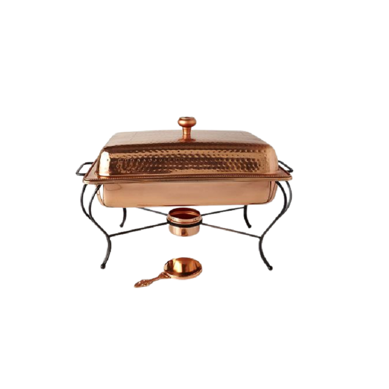 Oval Shape Copper Chafing Dish with Black Stand For Catering Serving Food Warmer Double Wall Hot Pot Pure Copper Chafing Dish