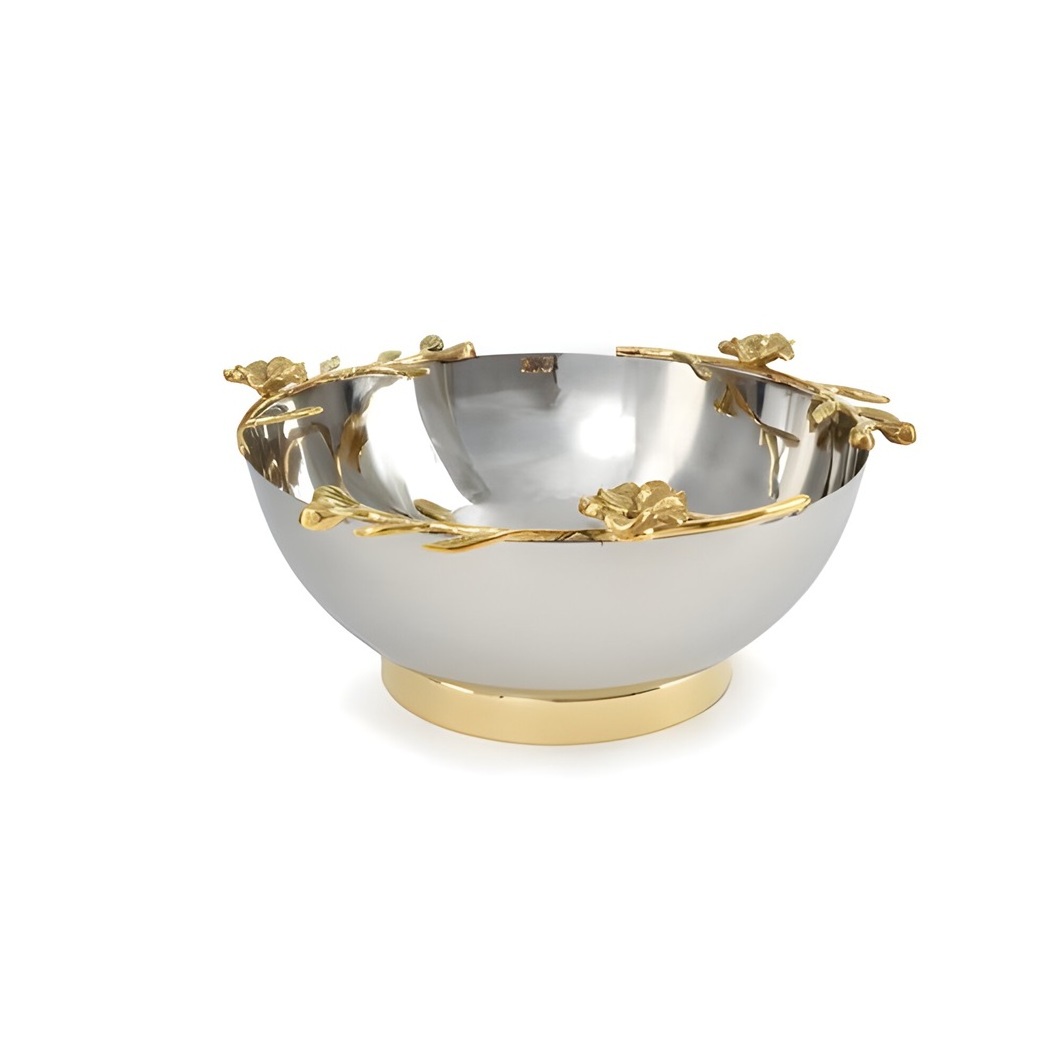 Silver And Golden Serving Bowls Table Decor And Dinning Table Design Metal Fruits Bowl Polished And Plated Metal Server