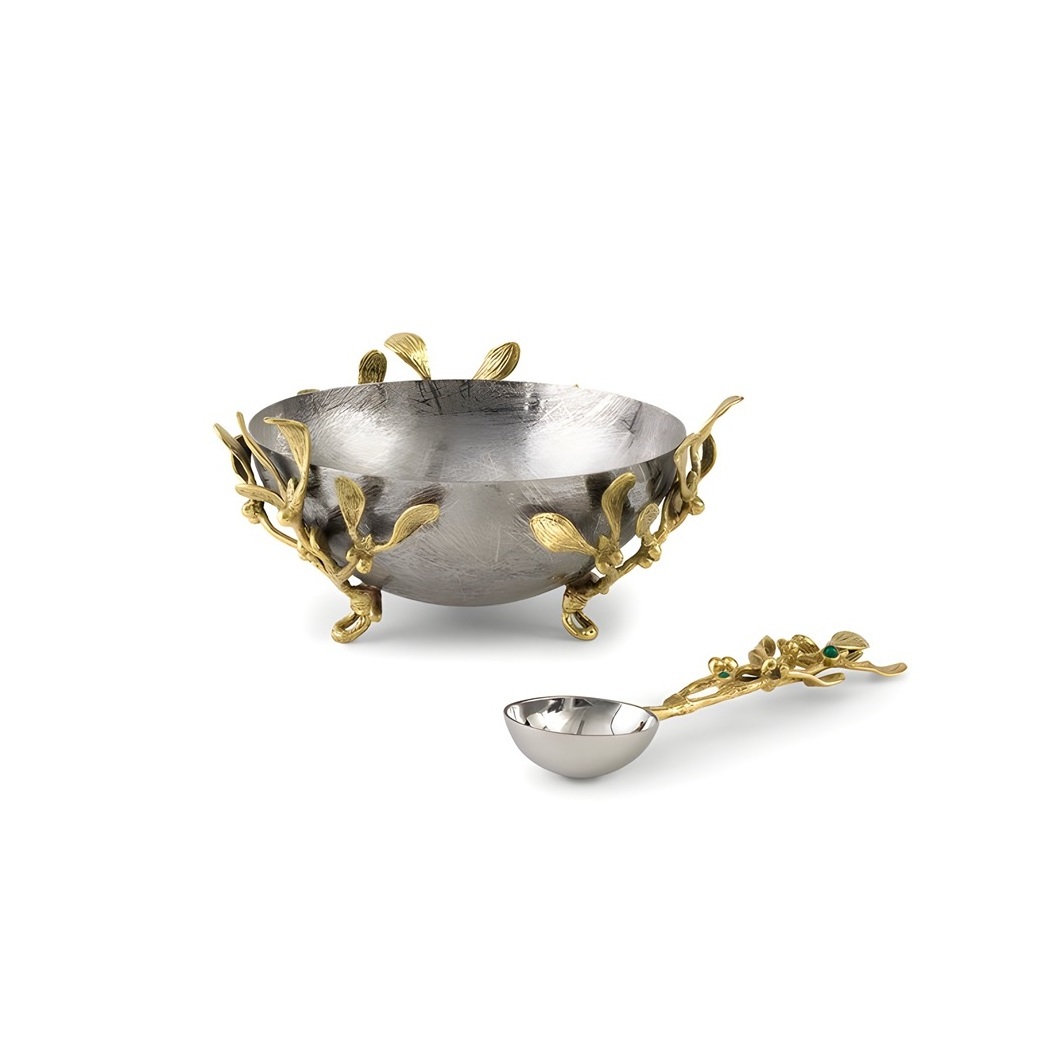 Silver And Golden Serving Bowls Table Decor And Dinning Table Design Metal Fruits Bowl Polished And Plated Metal Server