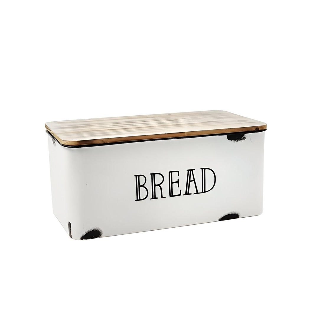 Bread Box New rectangle Bread Box And Bins For Kitchen Accessories New Look Bread Box white coated Metal Bin in low price