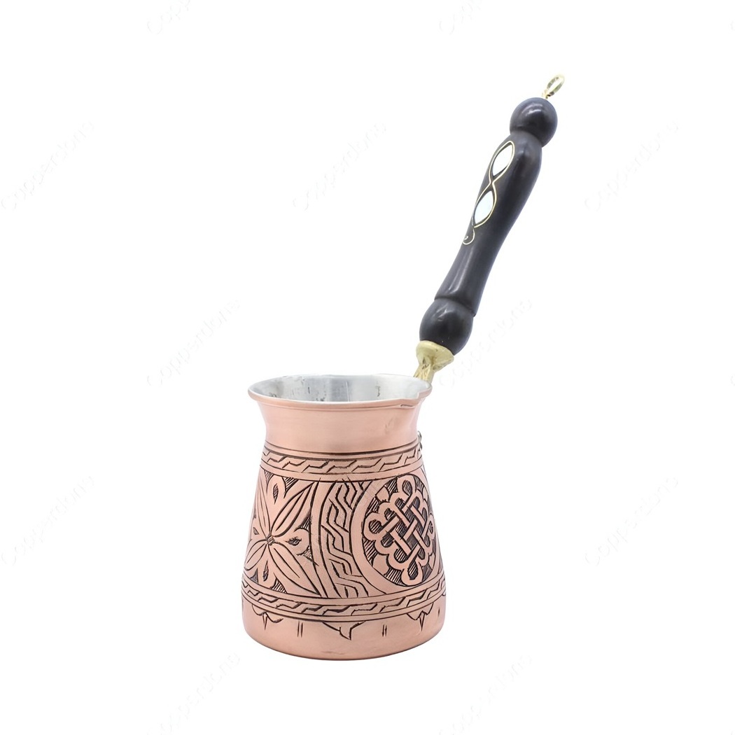 hot sale Turkish Coffee Pot Greek Arabic Coffee Maker engraved solid brass plated copper Pot Stove Top Coffee Maker