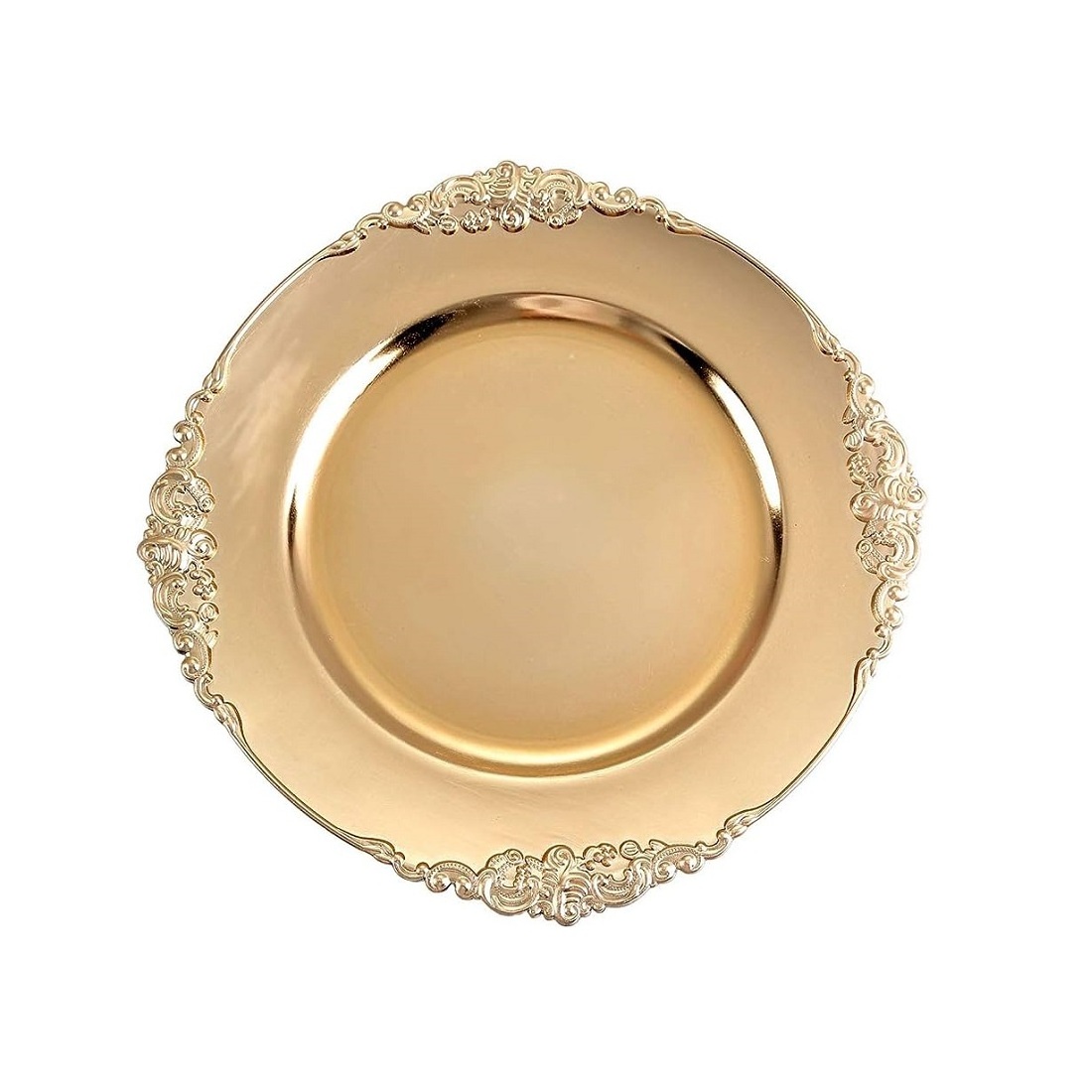 Matt Gold Antique Charger Plate Dishware Dinning Decor Serving Plate Luxury Restaurant Table Centerpiece Dinner Plate