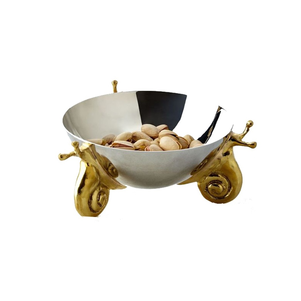 Silver And Golden Serving Bowls Table Decor And Dinning Table Design Metal Fruits Bowl Polished And Plated Metal Server