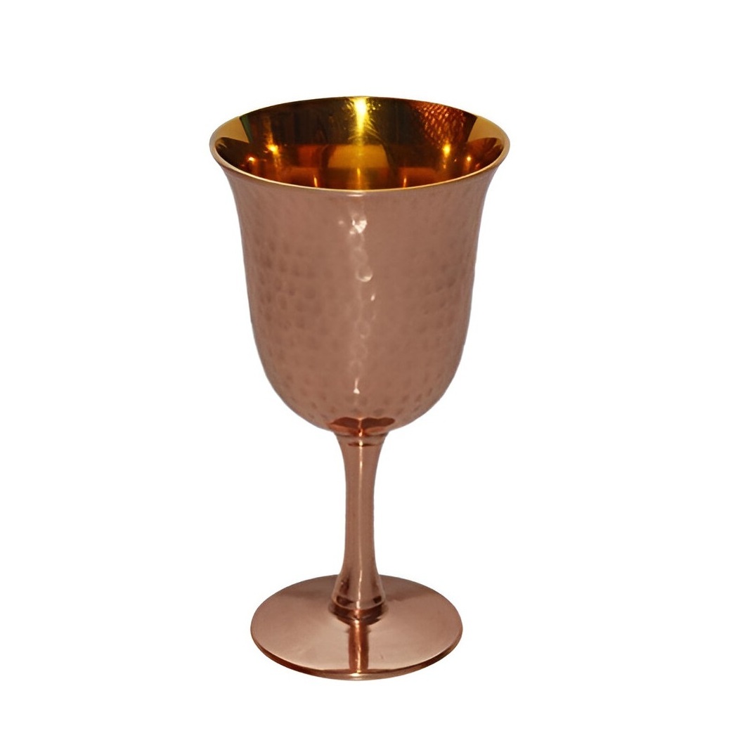 Wholesale Copper Martina glass Metal Copper Hammered Wine Goblet Best Selling Pure Copper Hammered Wine Glass Made in India