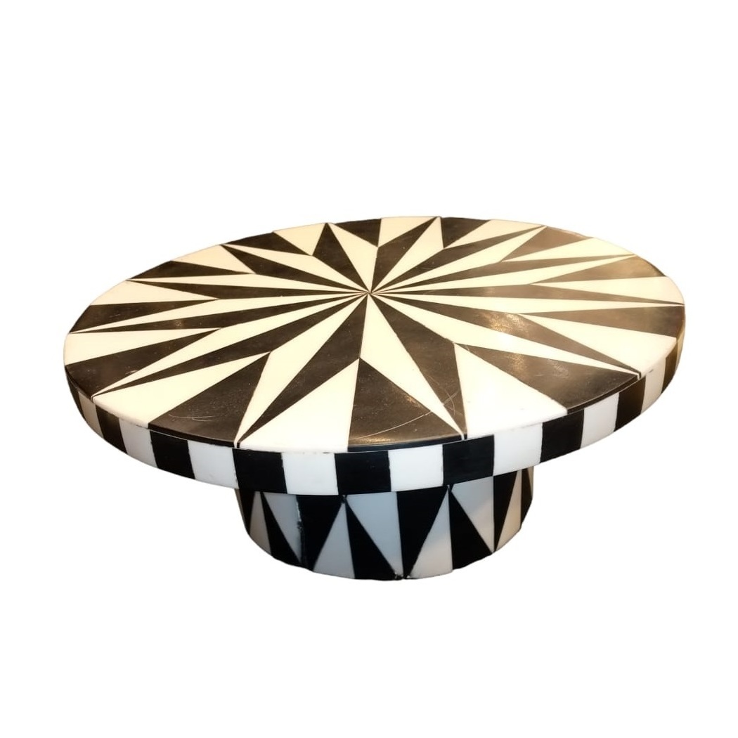 Wedding Tableware Cake Decoration Stands For Desert Serving Black And White Resin Designer Cake Stands Round Shape