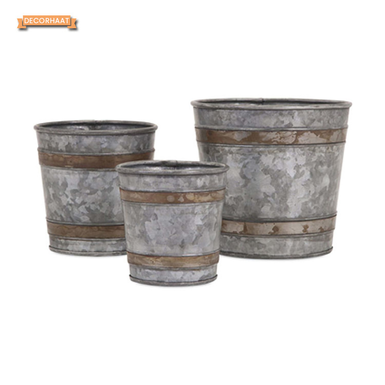 Top Quality Garden Use Antique Garden Supplier of Galvanized Metal Flower Pot at Bulk Price