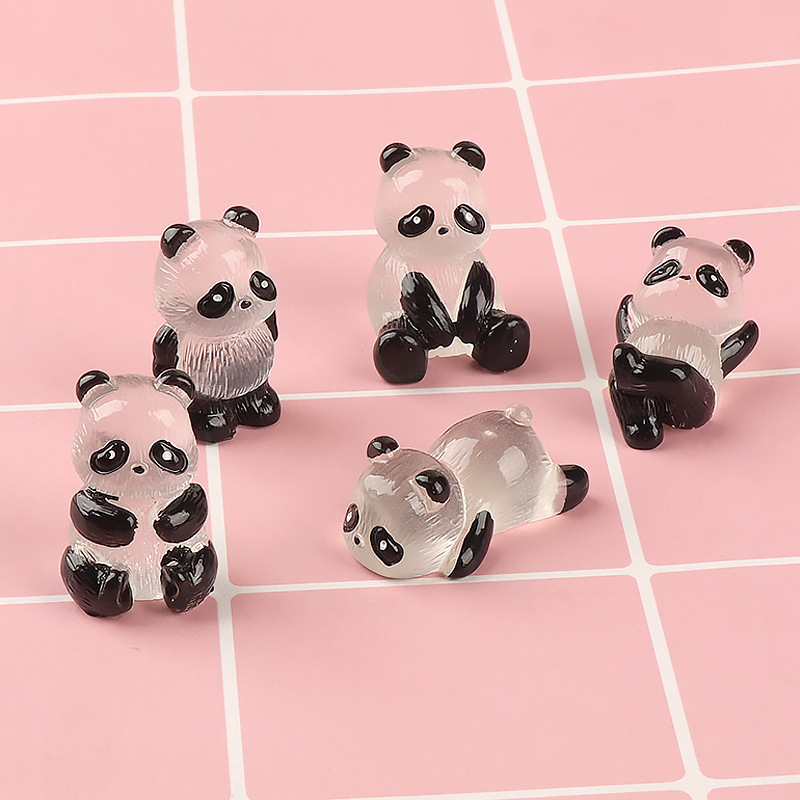 Hot Sales Glowing Panda Mini Figurines Miniature Panda Micro Landscape Ornament Glowing in Dark Miniature Flower Potted Decor