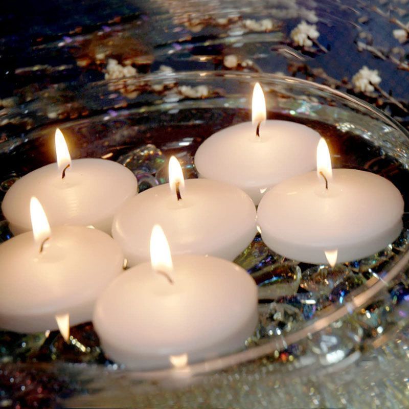 Niseven Hot Selling Wedding Decoration Centerpiece Smokeless Romantic Wax Candles Unscented White Floating Candles