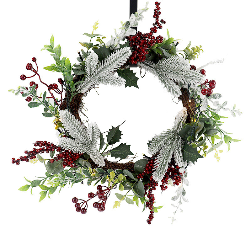 NISEVEN High Quality Front Door Decorations 45cm Artificial Christmas Flower Cedar Holly With Berry Christmas Wreath