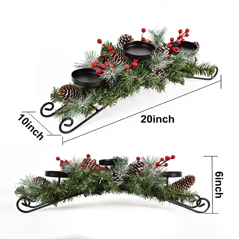 Hot Selling Christmas And Thanksgiving Tabletop Centerpiece Wreath Decorative Candle Holders With 3 Flameless Candle holder