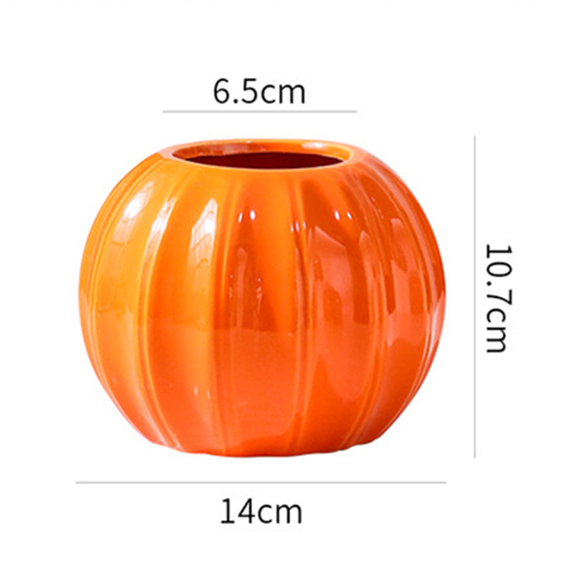 NISEVEN High Quality Home Decoration Nordic Circle Pottery Decorative Vase Cute Shape Pumpkin Ceramic Vase