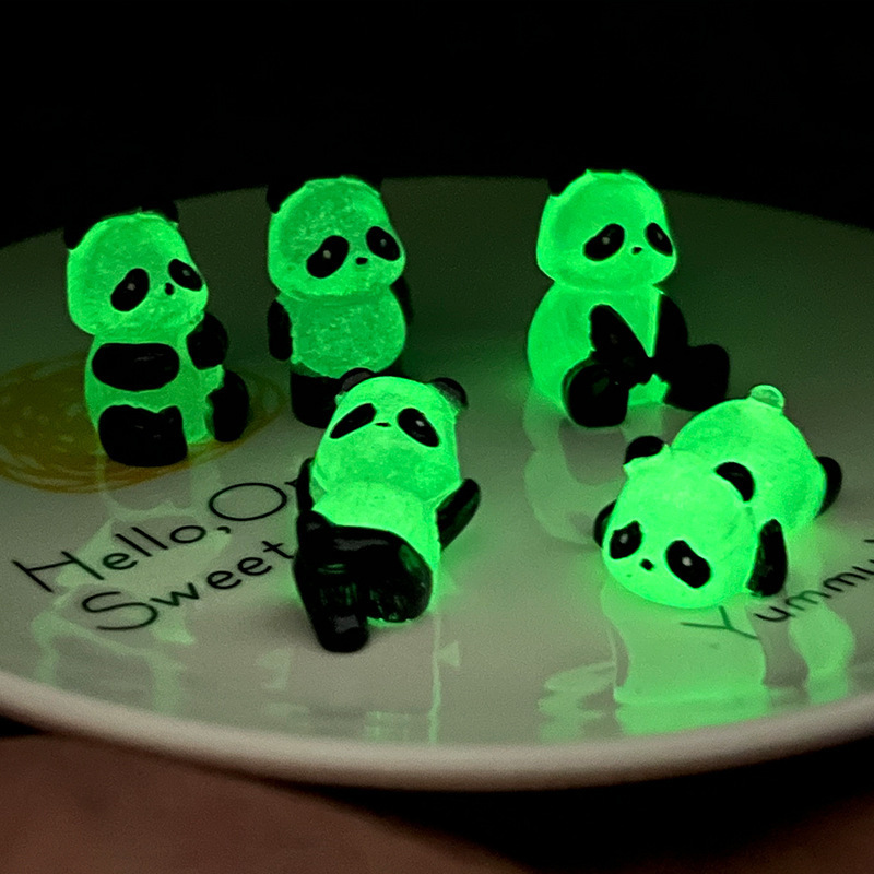 Hot Sales Glowing Panda Mini Figurines Miniature Panda Micro Landscape Ornament Glowing in Dark Miniature Flower Potted Decor