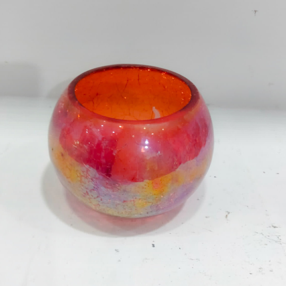 New design customized style Colourful glass Round tealight Votive candle holder jar home decorative glass candle jar