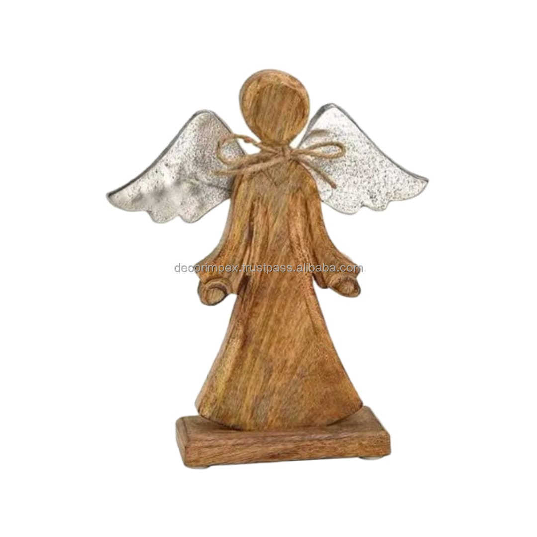 Hot Selling Carved Wooden Angel Figurine Christmas Tree Ornaments and Holiday Decoration Supplies Gift for the Festive Season