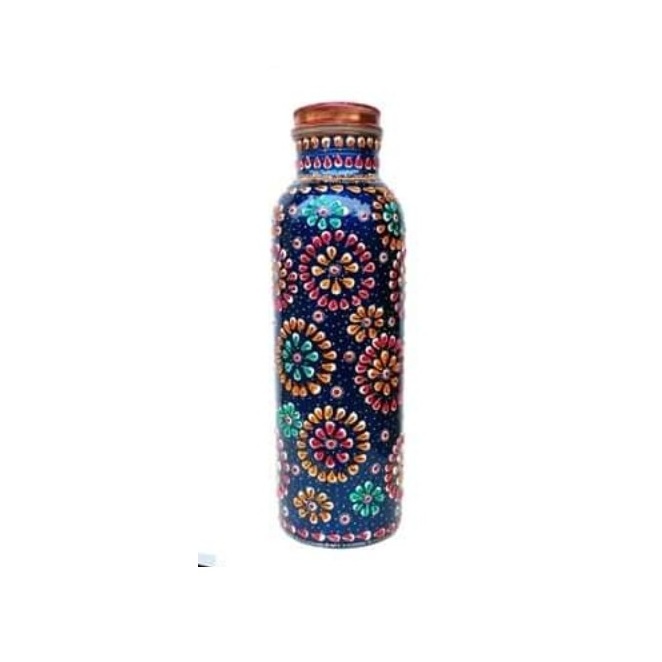 Travelling Water Storage Copper Bottle With Enameled Design Gift Kitchenware Drink Ware Metal Water Bottle