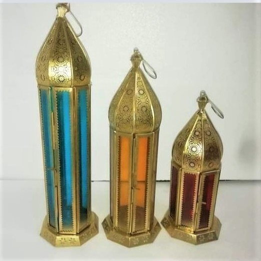 Metal Gold Color Moroccan Lantern High Class Quality Handmade Wholesale Candle Holder Ramadan lantern for decoration