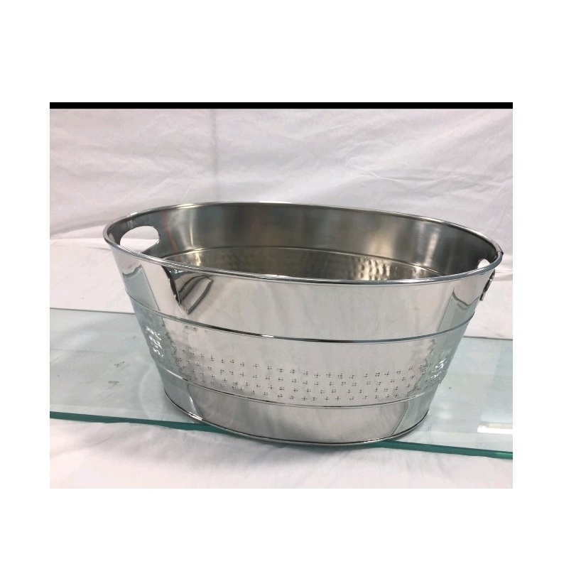 Customize Party Metal Aluminum Casted Champagne wine Bucket With Ring Handles Metal Decoration Stand ice bucket