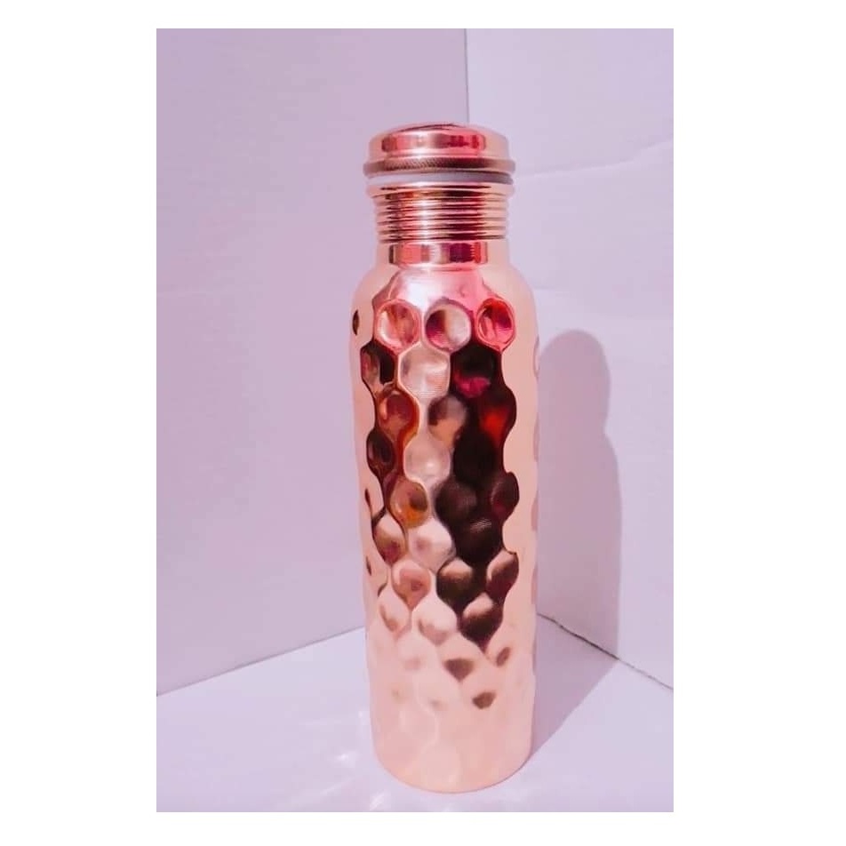 Travelling Water Storage Copper Bottle With Enameled Design Gift Kitchenware Drink Ware Metal Water Bottle