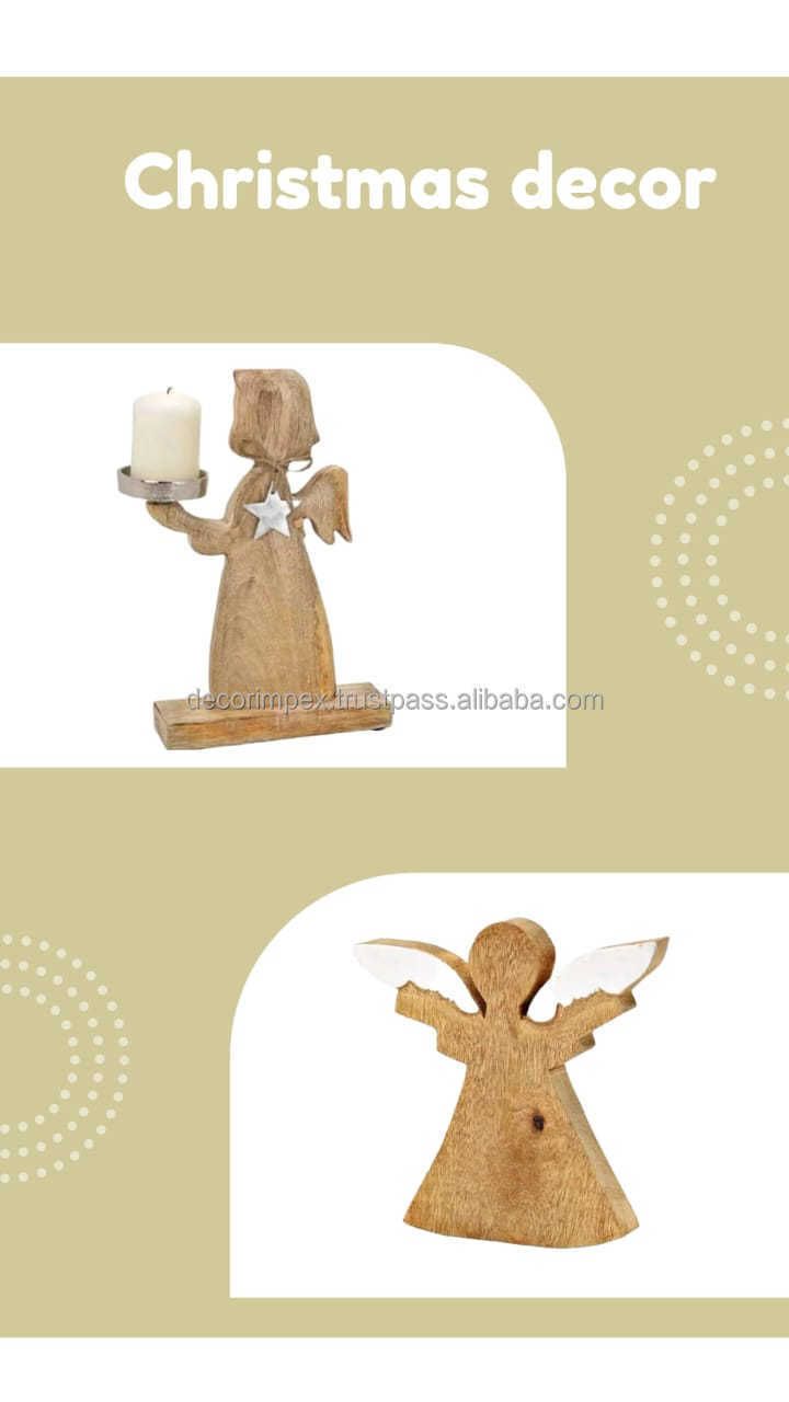 Hot Selling Carved Wooden Angel Figurine Christmas Tree Ornaments and Holiday Decoration Supplies Gift for the Festive Season