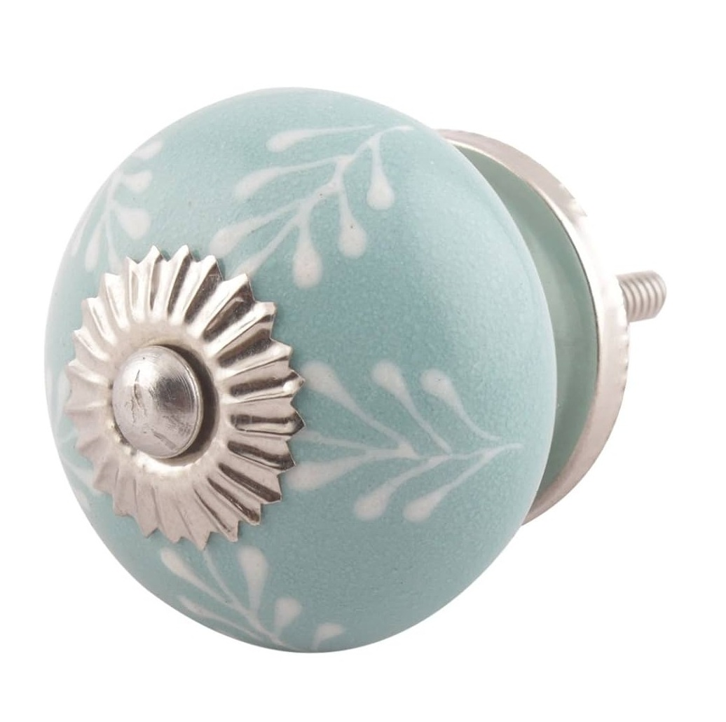 Eye-Catching Quality hot sale Vintage white & golden theme classy patterns ceramic handle Door Knob drawer dresser cabinet knob