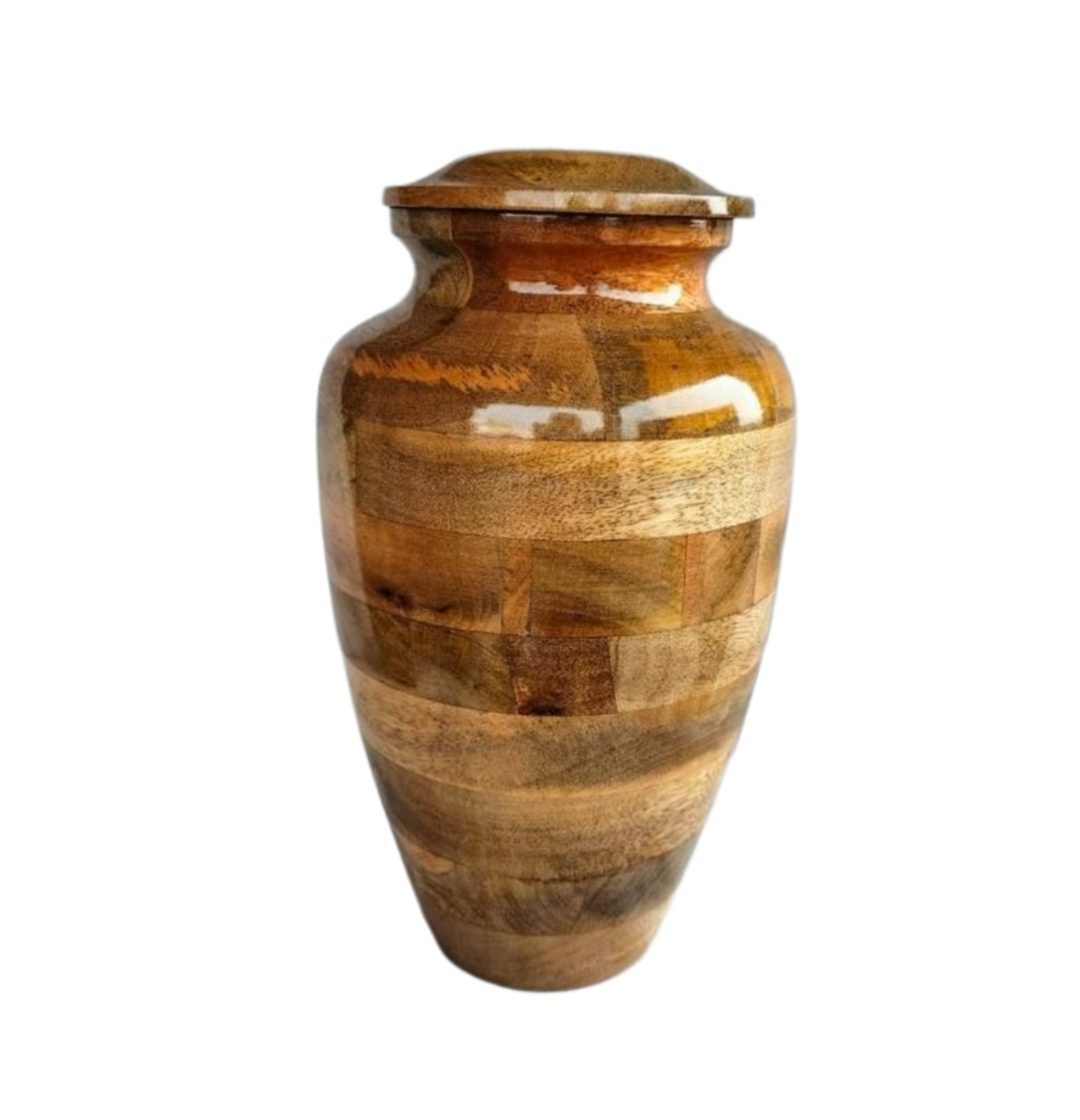 Round Wood Cremation Urn For Human Ashes Wooden Urn For Funeral Purpose best selling handcrafted