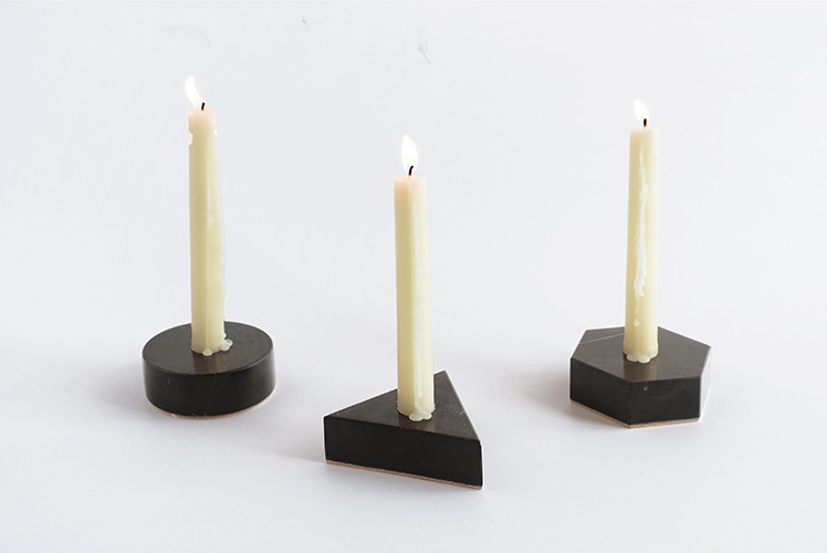 Decor India Inc Handmade white black Stone Candle Holders Geometric round square cylindrical Shapes Candle Holder