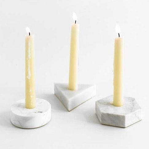 Decor India Inc Handmade white black Stone Candle Holders Geometric round square cylindrical Shapes Candle Holder