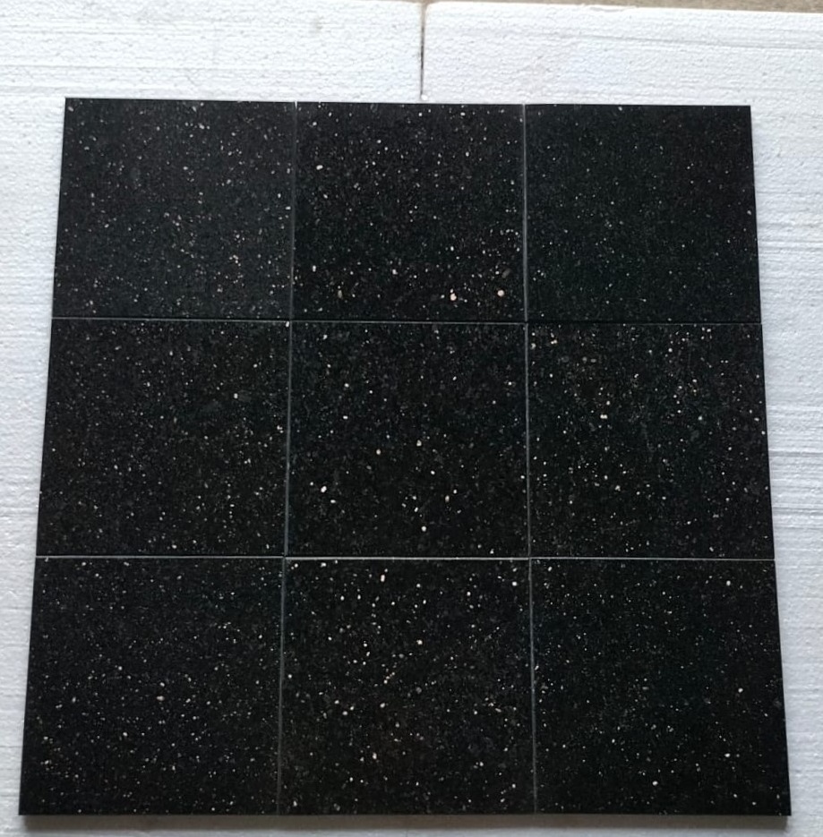 Premium Quality Indian Black Galaxy Granite Polished Tiles 10 mm Thick size 305x305 mm Interior Flooring Wall Cladding Durable