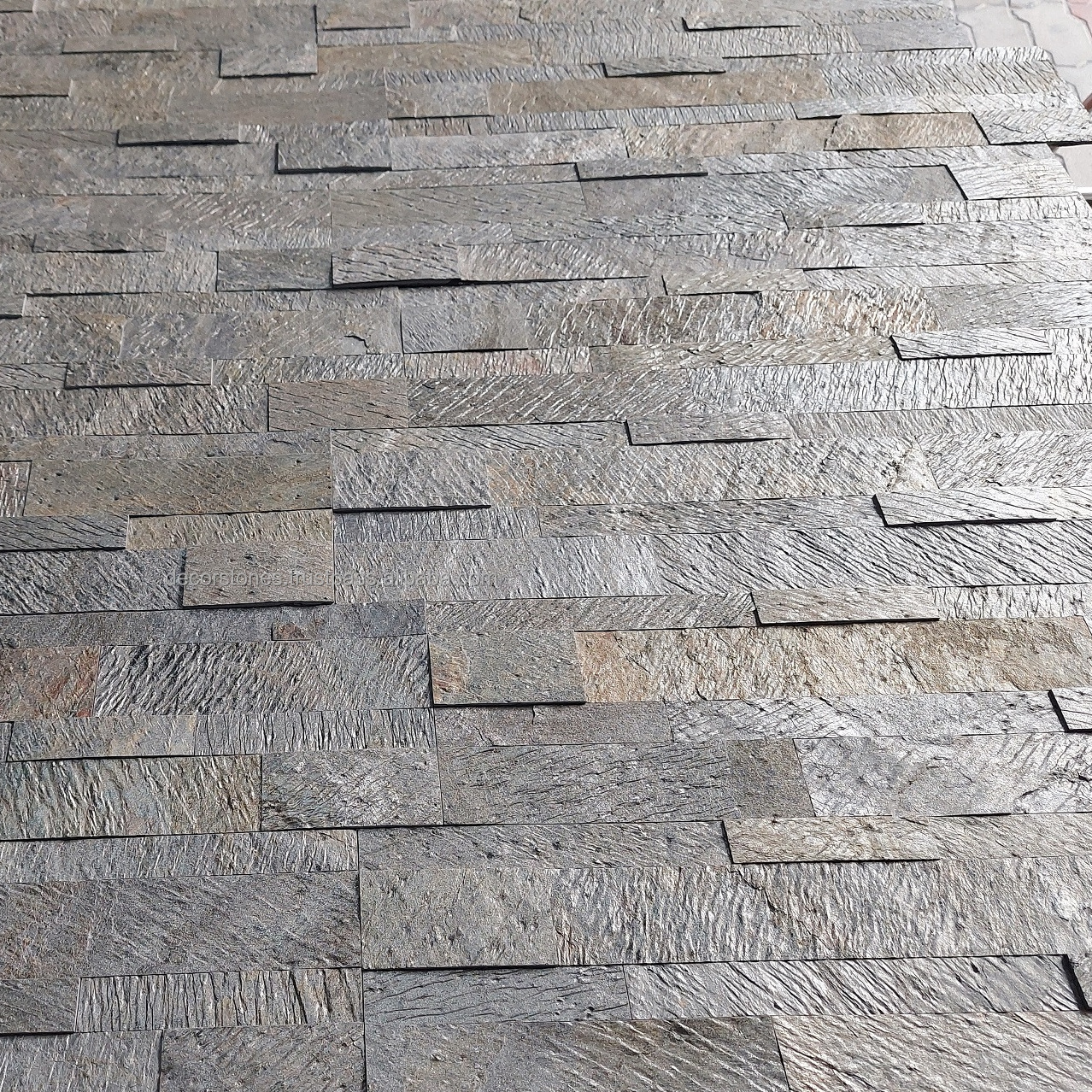 Attractive 3D Ledger Stone Panels Deoli Green Flexible Slate Veneer Wall Cladding Culture Stone Thin Veneer Sheets Interior DIY