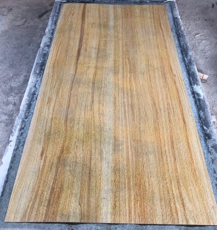 Real Stone Flexible 2 mm Thin Indian Teakwood Sandstone Veneer Sheets Indoor Outdoor Decorative Wall Cladding Hot Sale