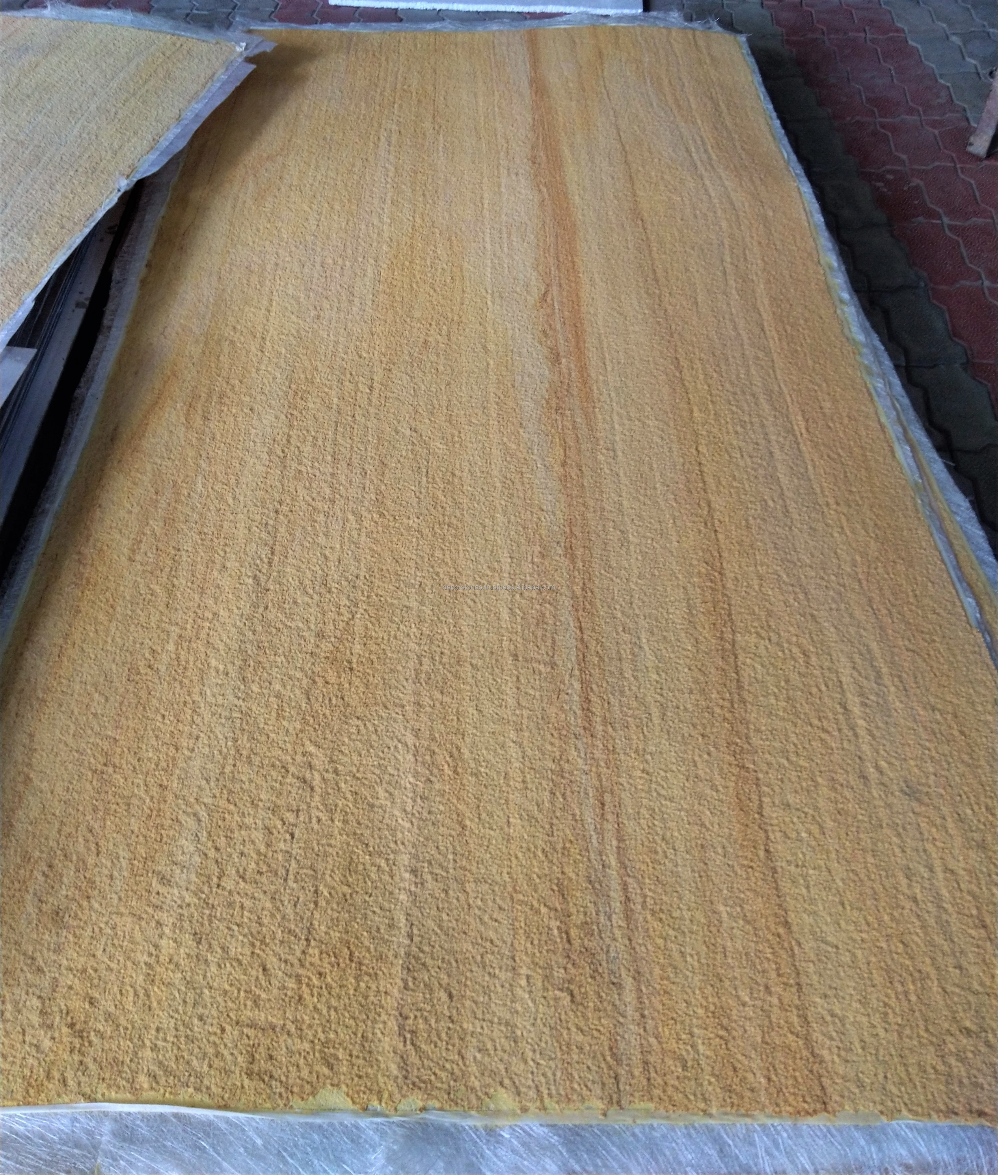 Real Stone Flexible 2 mm Thin Indian Teakwood Sandstone Veneer Sheets Indoor Outdoor Decorative Wall Cladding Hot Sale